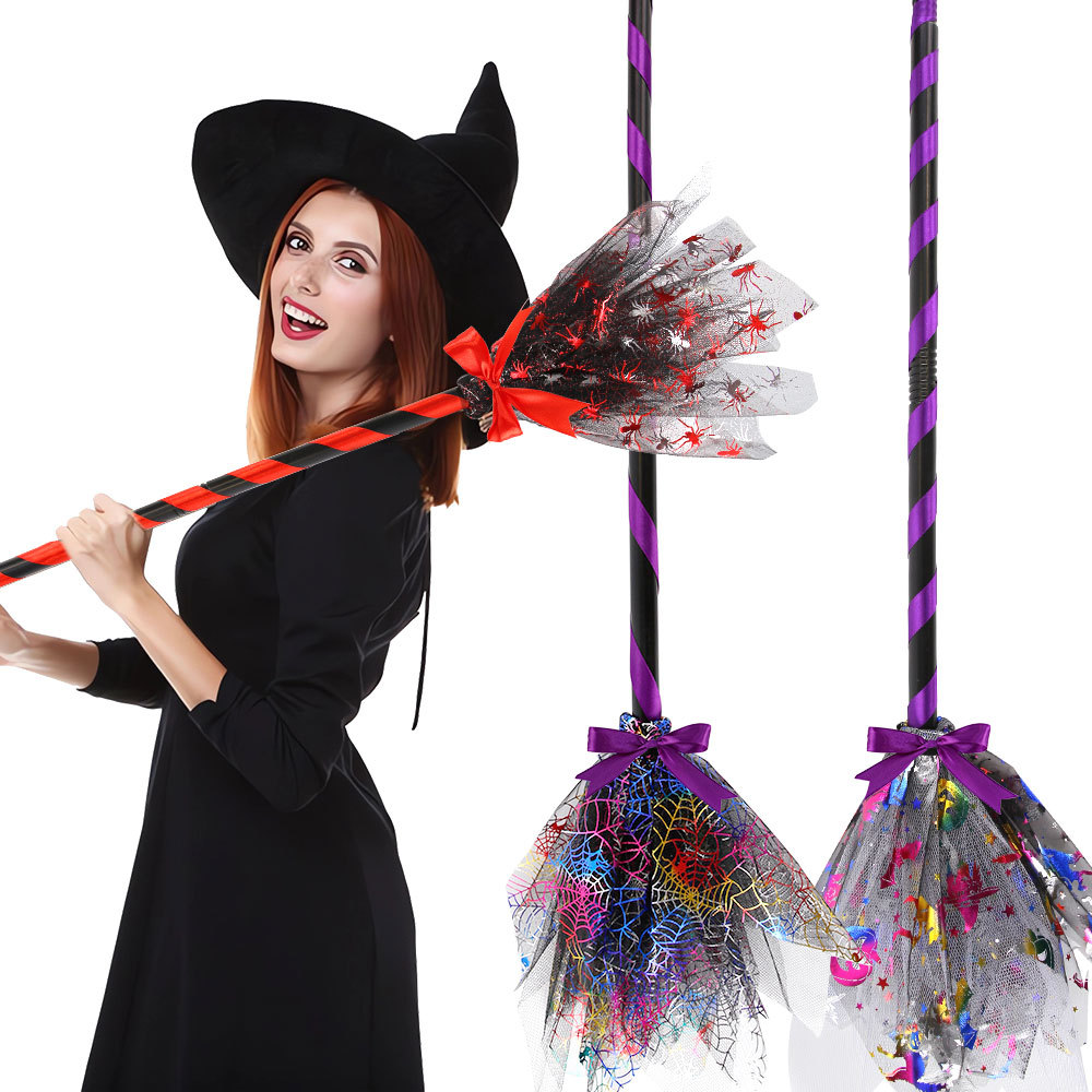 Detachable Cosplay Prop - Halloween Witch Broom with LED Light,
