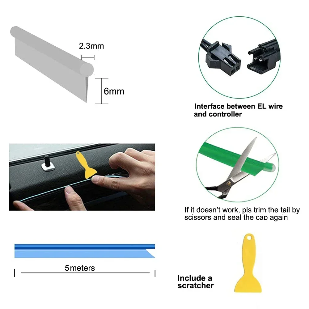 1-5M Car Interior Led Strip Li - Led El Wire incelemesi ve fiyatı