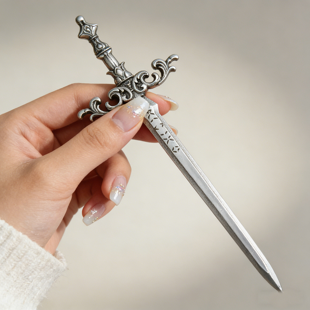 1pc Silver-Tone Sword Hair Sti - Cosplay Prop Dagger incelemesi ve fiyatı