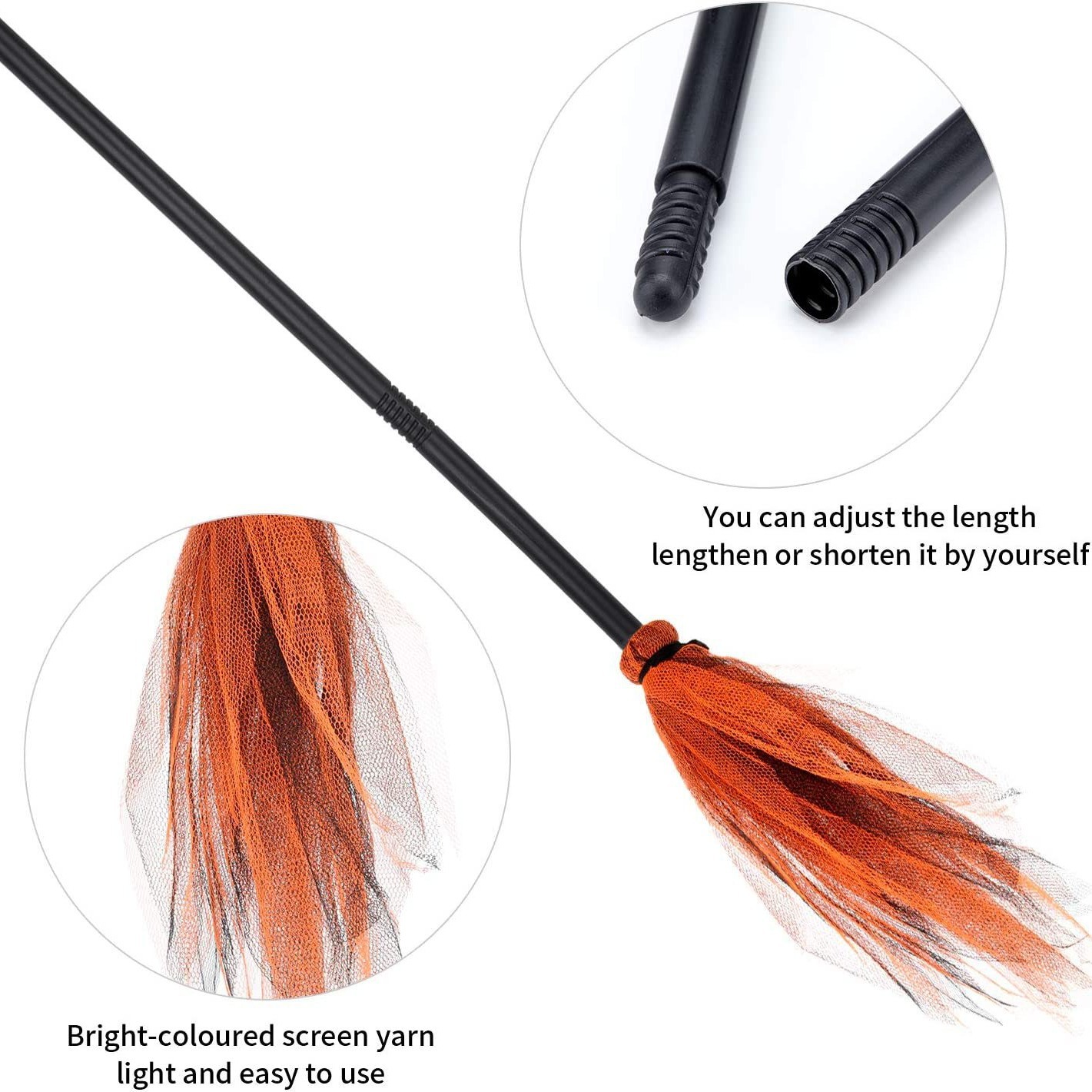 Halloween LED Witch Broom, Det - Detachable Cosplay Prop incelemesi ve fiyatı